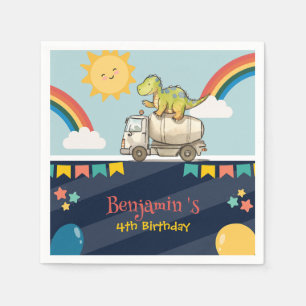 Niedlicher Dinosaurier-Zement-LKW Rainbow School G Serviette