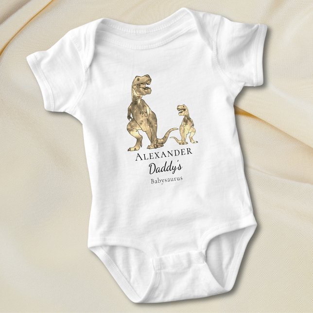 Niedlicher Dinosaurier Zitat Personalisiert Baby Strampler (Cute dinosaur daddy’s babysaurus quote personalized baby vest)