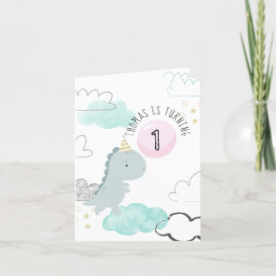 Niedlicher Dinosaurier zum Geburtstag Einladung