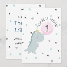 Niedlicher Dinosaurier zum Geburtstag Einladung