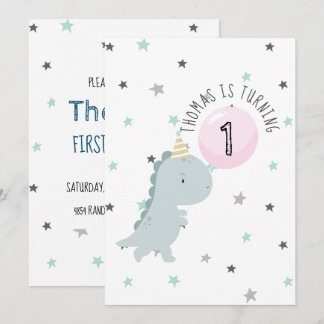 Niedlicher Dinosaurier zum Geburtstag Einladung