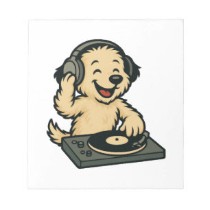 Niedlicher DJ-Hund mit Kopfhörern � Lustiges Gesch Notizblock