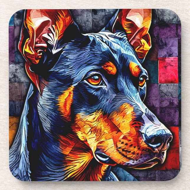 Niedlicher Doberman Getränkeuntersetzer (Vorderseite)