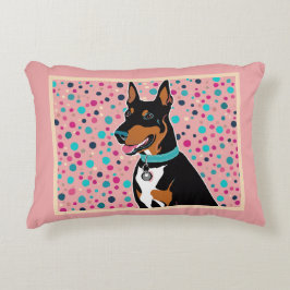 Niedlicher Doberman mit türkisfarbenem Collar in P Dekokissen