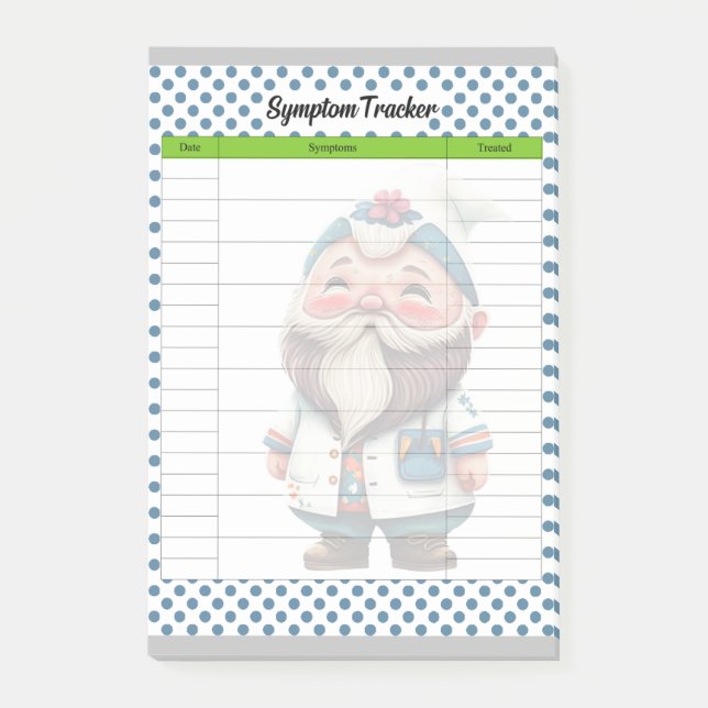 Niedlicher Doctor Gnome Themed Symptom Tracker Post-it Klebezettel (Vorderseite)