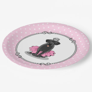 Niedlicher Dog Ballet Princess Black Labrador Retr Pappteller