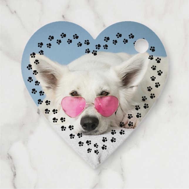 Niedlicher Dog Paw Print Foto Geschenkanhänger (Rückseite)