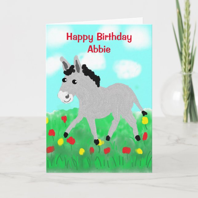 Niedlicher Donkey-Cartoon Geburtstag Karte (Vorderseite)