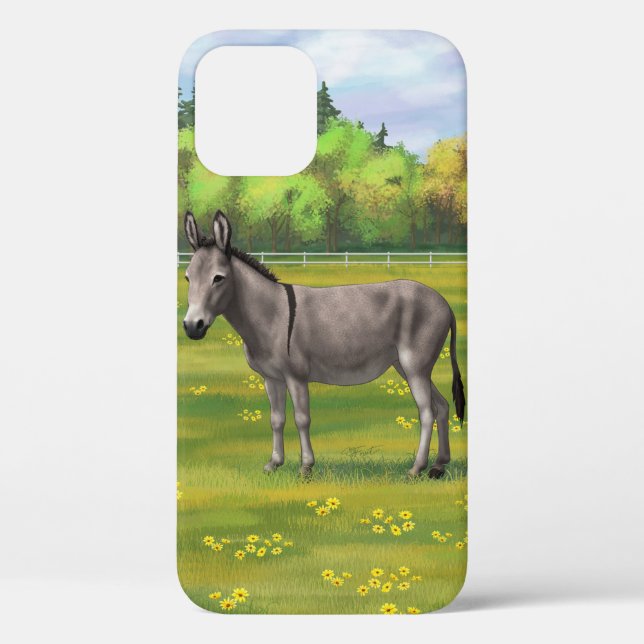 Niedlicher Donkey Gray Burro in Weide Case-Mate iPhone Hülle (Rückseite)