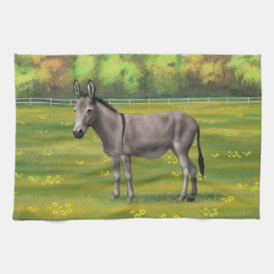 Niedlicher Donkey Gray Burro in Weide Geschirrtuch