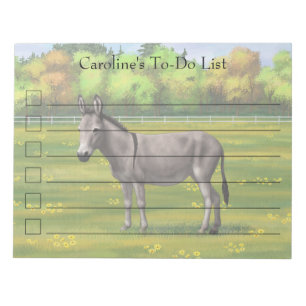 Niedlicher Donkey Gray Burro in Weide Notizblock
