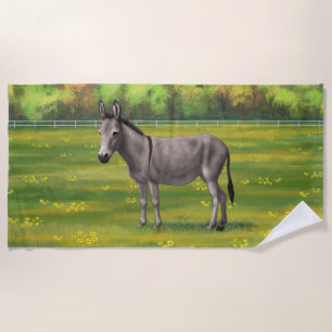 Niedlicher Donkey Gray Burro in Weide Strandtuch
