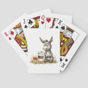 Niedlicher Donkey mit Kaffeekarten Spielkarten