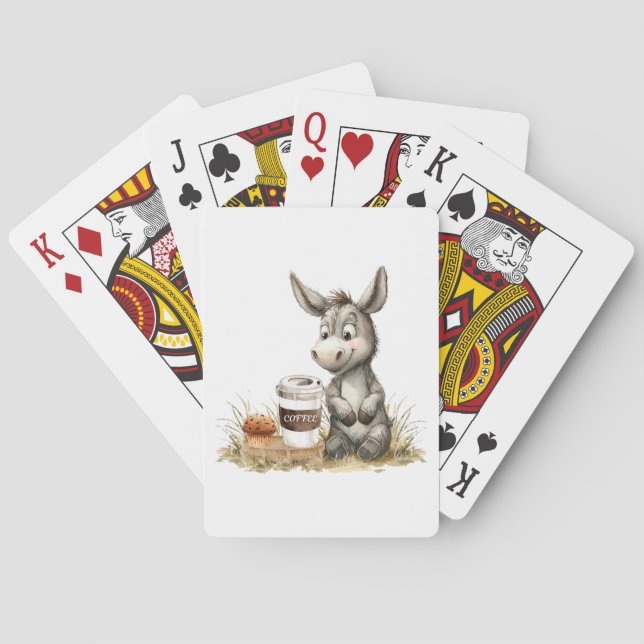 Niedlicher Donkey mit Kaffeekarten Spielkarten (Rückseite)
