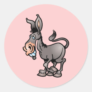 Niedlicher Donkey Runder Aufkleber
