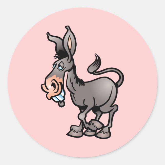 Niedlicher Donkey Runder Aufkleber (Vorderseite)