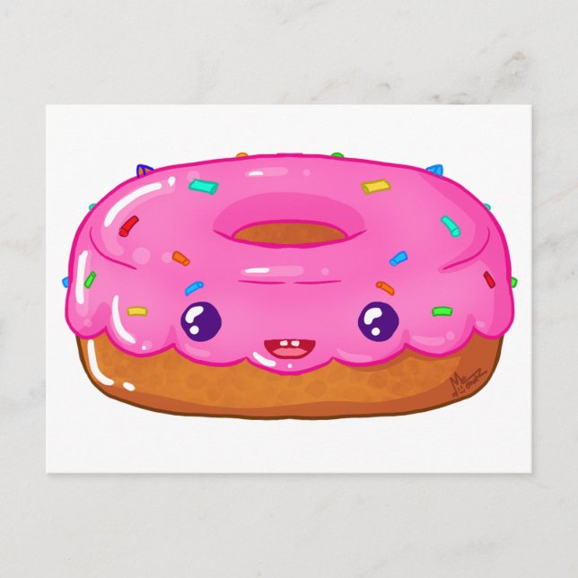 niedlicher Donut Kawaii Postkarte (Vorderseite)