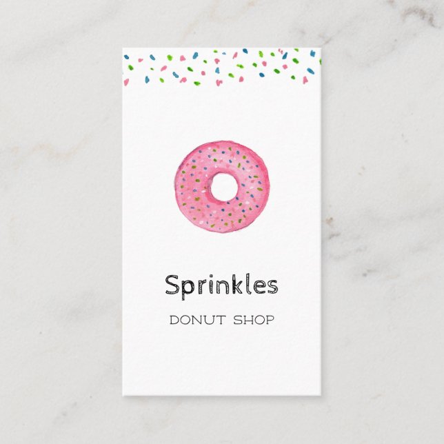 Niedlicher Donut mit Sprinklen Donut Shop Visitenk Visitenkarte (Vorderseite)