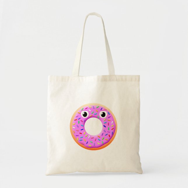 Niedlicher Donut mit Zeichnend Augen und Falten Tragetasche (Vorne)