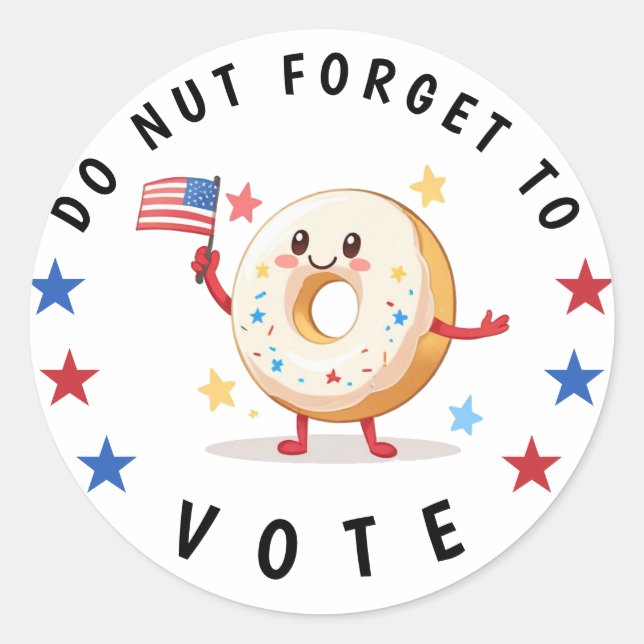Niedlicher Donut Vergessen Sie nicht zu wählen - W Runder Aufkleber (Vorderseite)