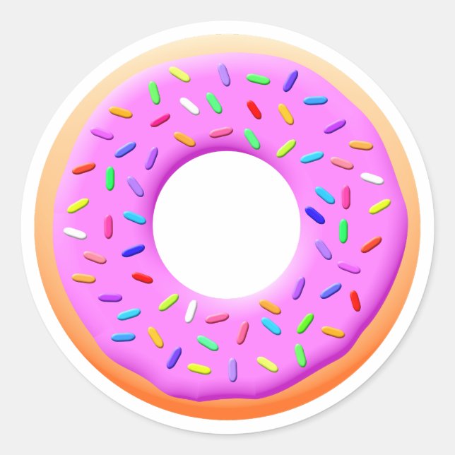 Niedlicher Donut Zeichnend mit Sprinklen Runder Aufkleber (Vorderseite)