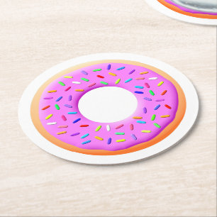Niedlicher Donut Zeichnend mit Sprinklen Runder Pappuntersetzer