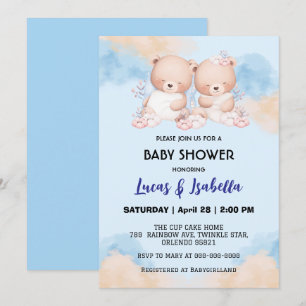 Niedlicher Doppelstar Ballon Babydusche Party Einladung