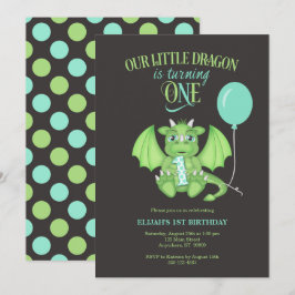 Niedlicher Drache 1. Geburtstag Einladung