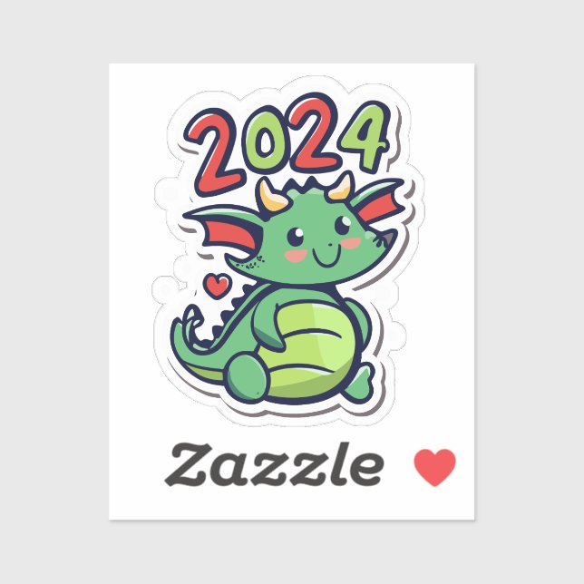 Niedlicher Drache 2024 Aufkleber (Blatt)