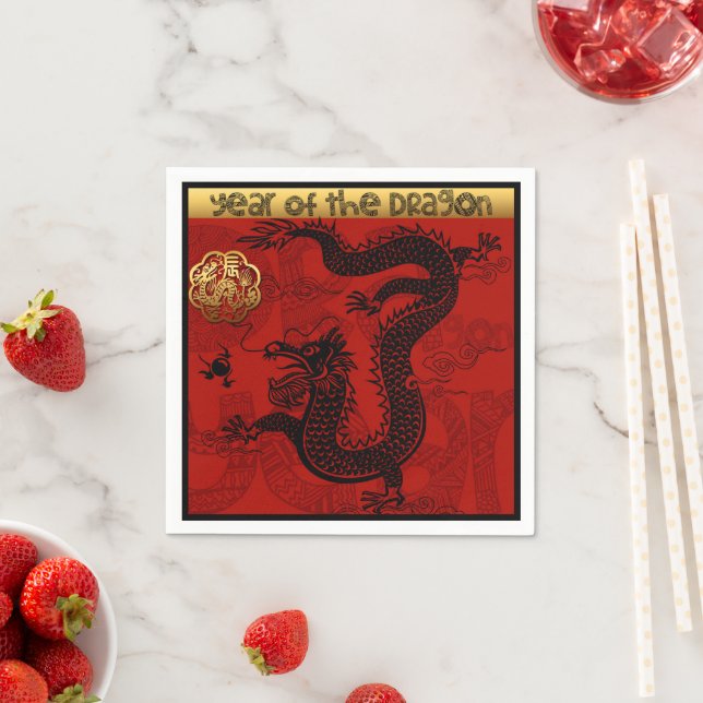 Niedlicher Drache Chinesisches Jahr 2024 Zodiac Ge Serviette (Beispiel)