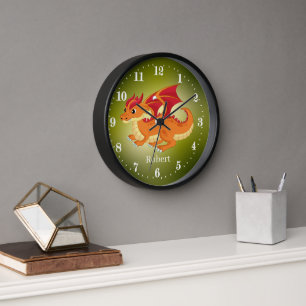 niedlicher Drache geben den Namen Kinder Große Uhr