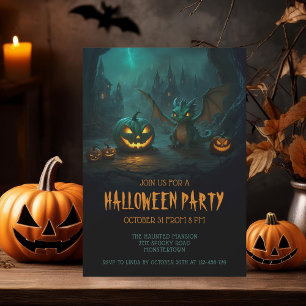 Niedlicher Drache mit Beängstigendem Pumpkins-Hall Einladung