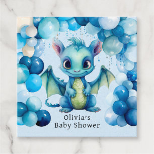 Niedlicher Drache mit Blue Balloons Boy Baby Dusch Geschenkanhänger