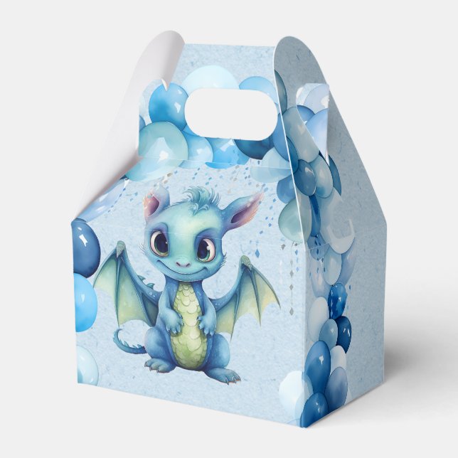 Niedlicher Drache mit Blue Balloons Boy Baby Dusch Geschenkschachtel (Vorderseite)