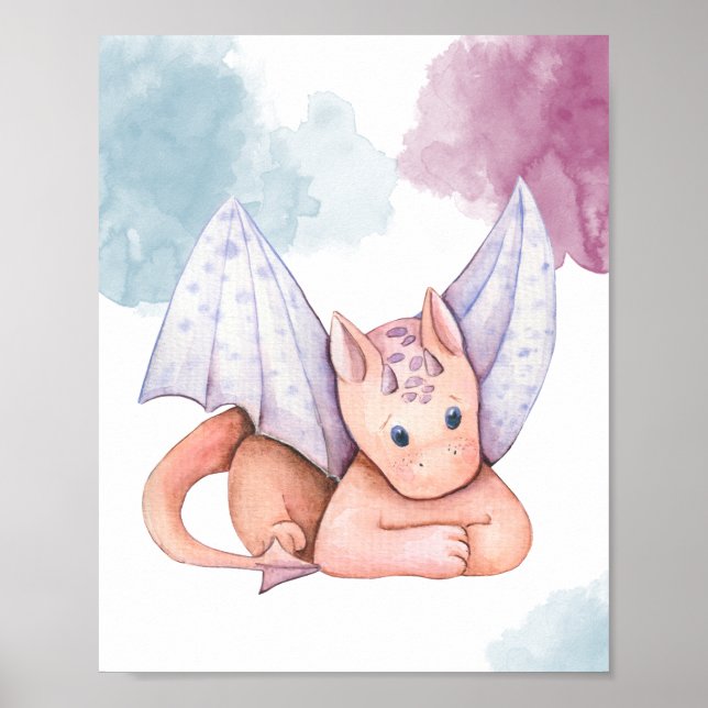Niedlicher Drache mit Lila Flügeln-Display-Poster Poster (Vorne)