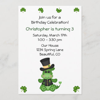Niedlicher Dragon St Patrick's Day zum Geburtstag Einladung