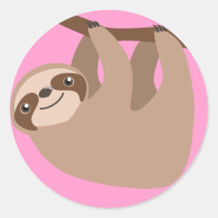 Niedlicher Drei-Toed Sloth Runder Aufkleber