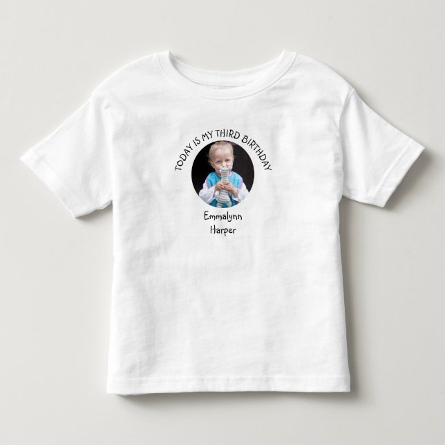 Niedlicher Dritter B-Day Name Runder Foto Geburtst Kleinkind T-shirt (Vorderseite)