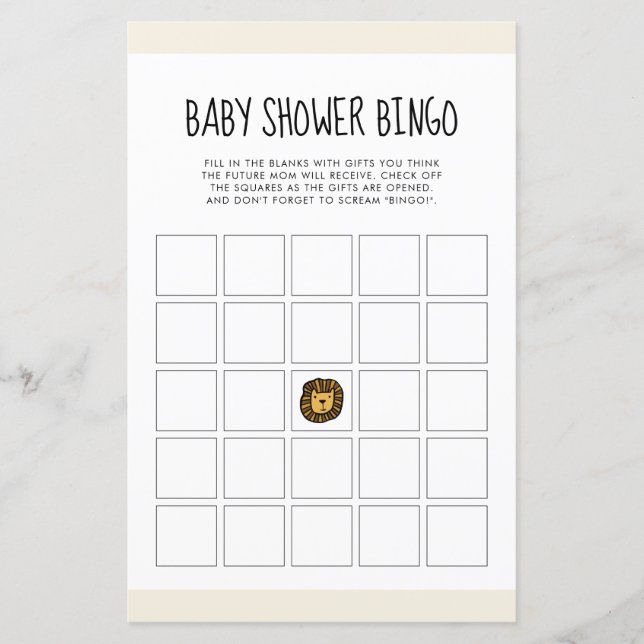 Niedlicher Dschungel Baby Dusche Bingo Spiel (Vorderseite)