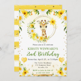 Niedlicher Dschungel Giraffe Kindergeburtstag Einladung