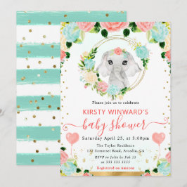 Niedlicher Dschungel mit Wasserfarbe Elephant Baby Einladung