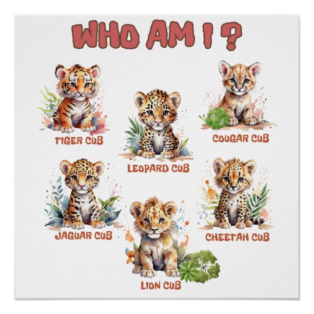 Niedlicher Dschungel wild lebende Tiere pädagogisc Poster (Vorderseite)