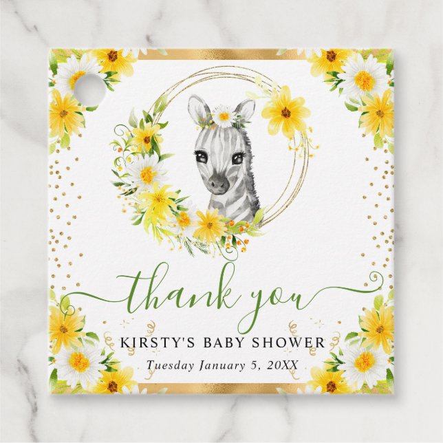 Niedlicher Dschungel Zebra BläsernBaby Dusche Geschenkanhänger (Vorderseite)