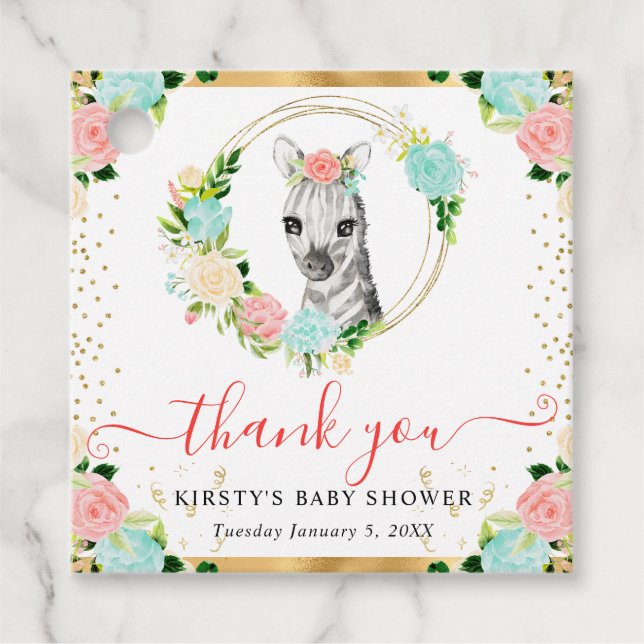 Niedlicher Dschungel Zebra BläsernBaby Dusche Geschenkanhänger (Vorderseite)
