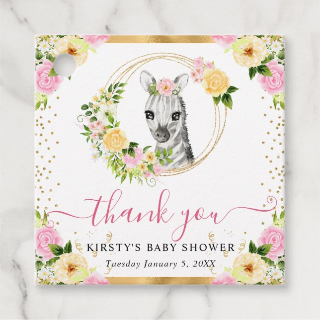 Niedlicher Dschungel Zebra BläsernBaby Dusche Geschenkanhänger (Vorderseite)