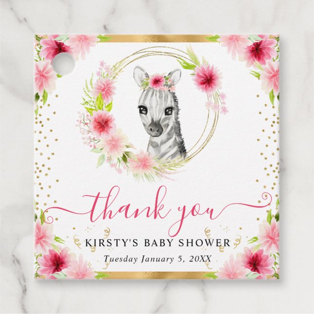 Niedlicher Dschungel Zebra BläsernBaby Dusche Geschenkanhänger (Vorderseite)