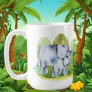 niedlicher Dschungelelefant, Monogramm Kaffeetasse