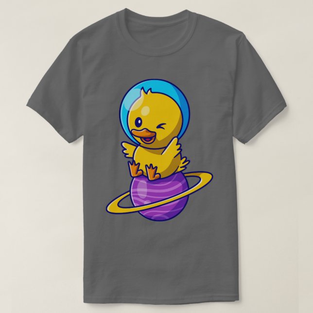 Niedlicher Duckastronaut auf dem Cartoon T-Shirt (Design vorne)
