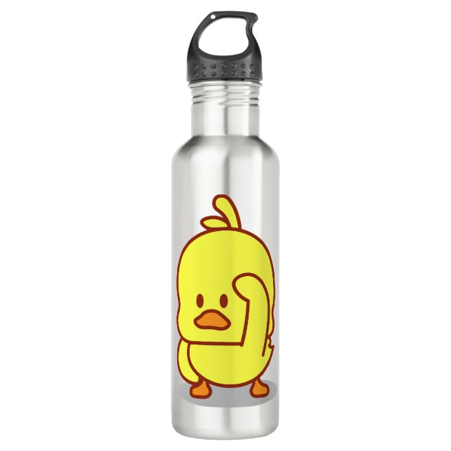 Niedlicher Duckkautschuk Edelstahlflasche (Vorderseite)