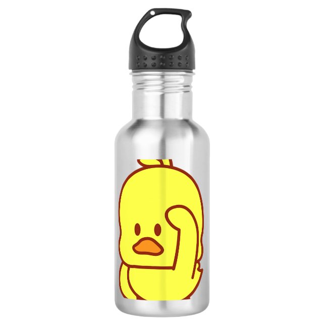 Niedlicher Duckkautschuk Edelstahlflasche (Vorderseite)